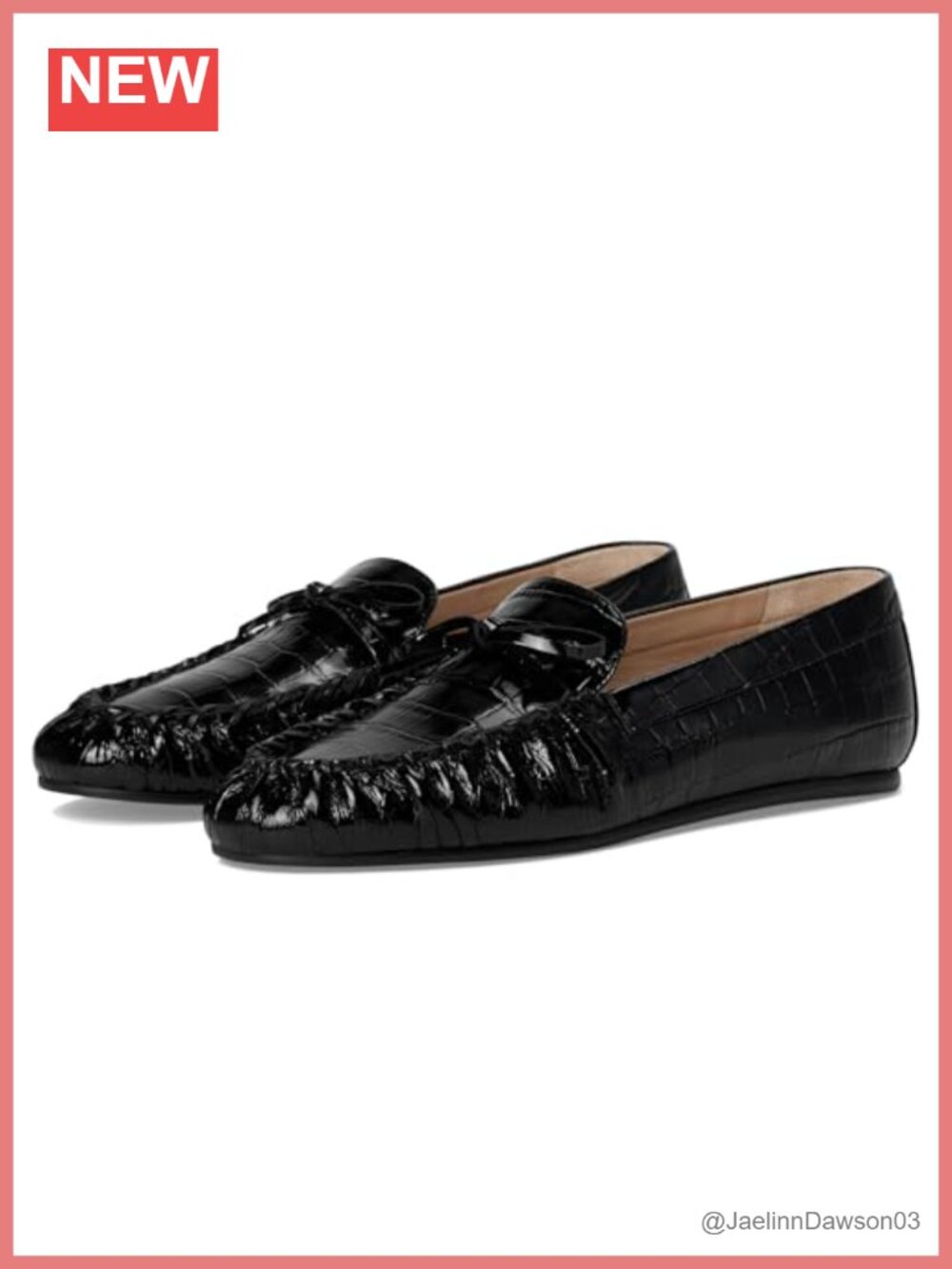 Leather Bow Loafer Almond Toe Slip-On Flat